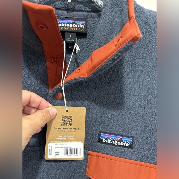 Patagonia Men's S Small Lightweight Synchilla Snap Fleece Pullover NWT Blue Red - Picture 6 of 9